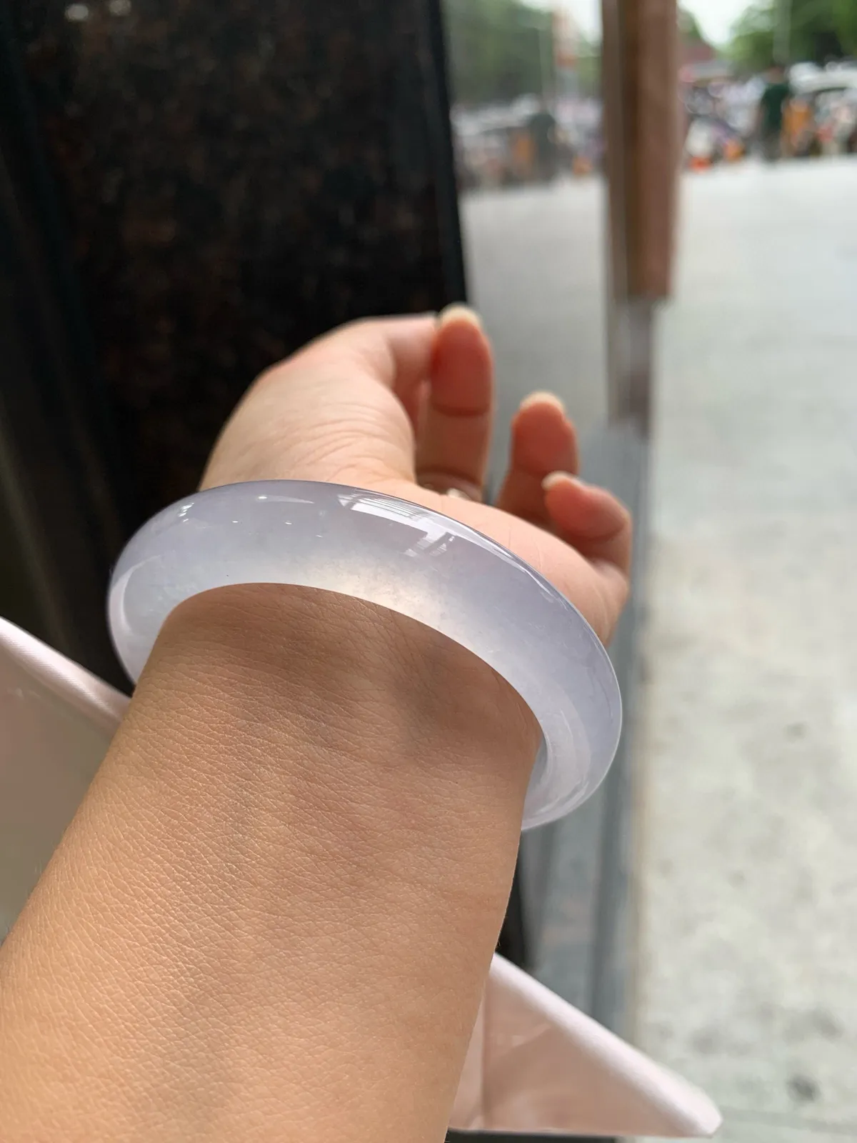 正圈冰玻紫满色 无瑕 尺寸:54.5/12/8.8 种水好