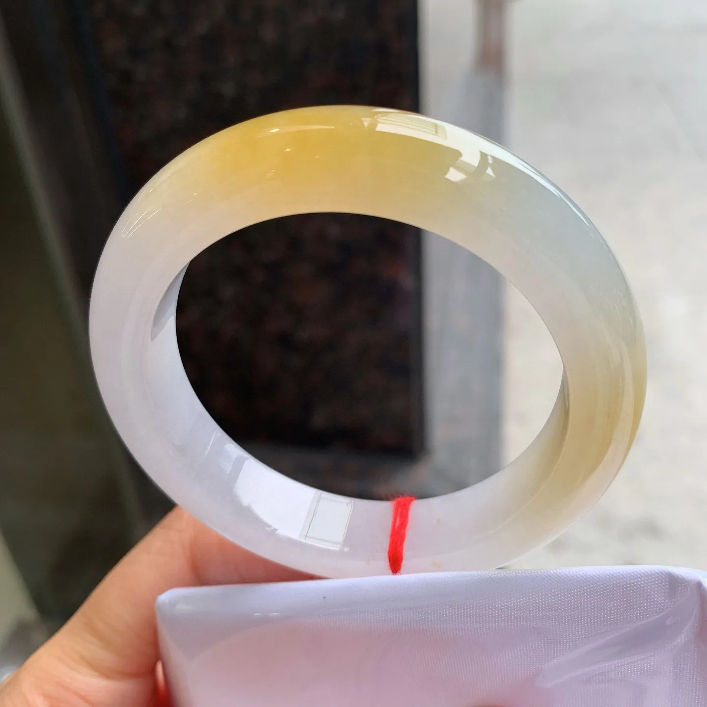 正圈冰黄翡 尺寸：54/12.2/9.5mm
