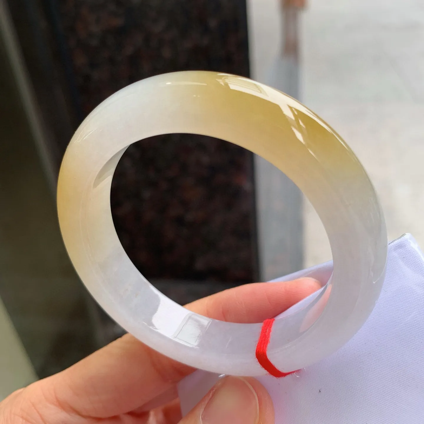 正圈冰黄翡 尺寸：54/12.2/9.5mm