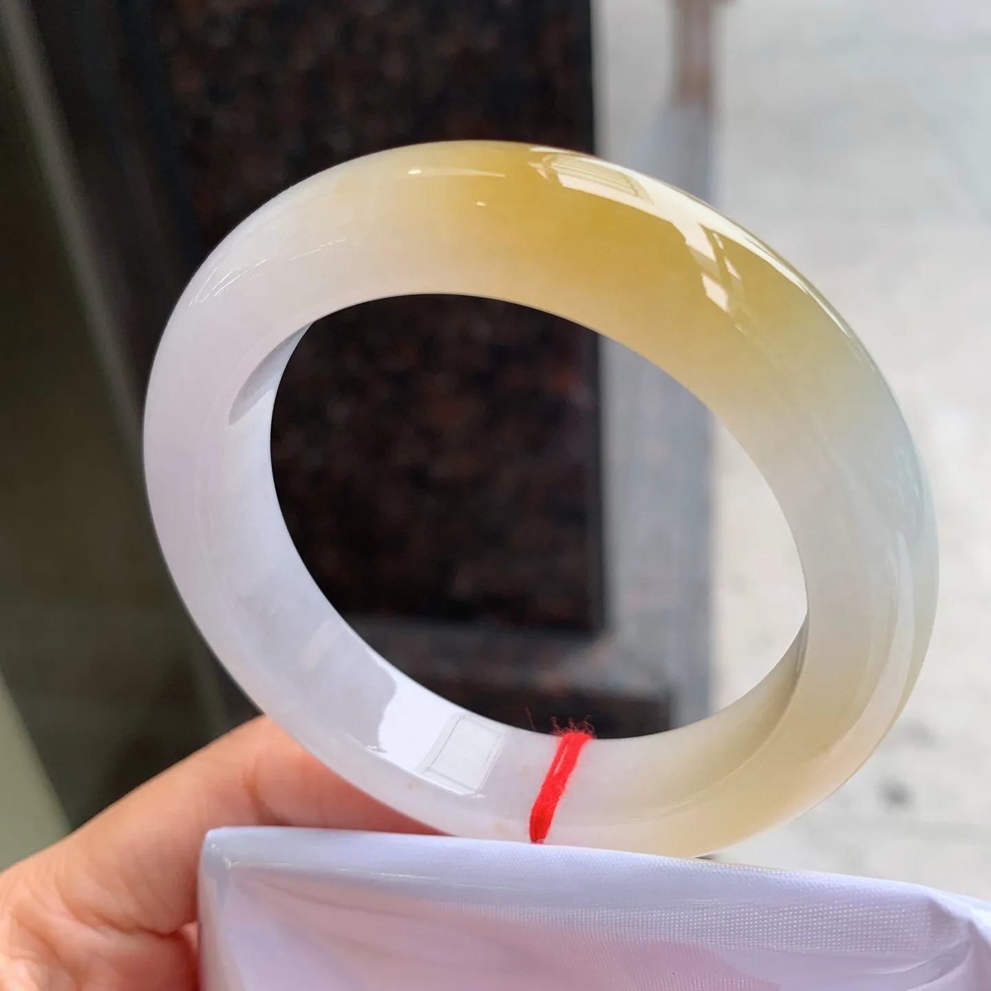 正圈冰黄翡 尺寸：54/12.2/9.5mm