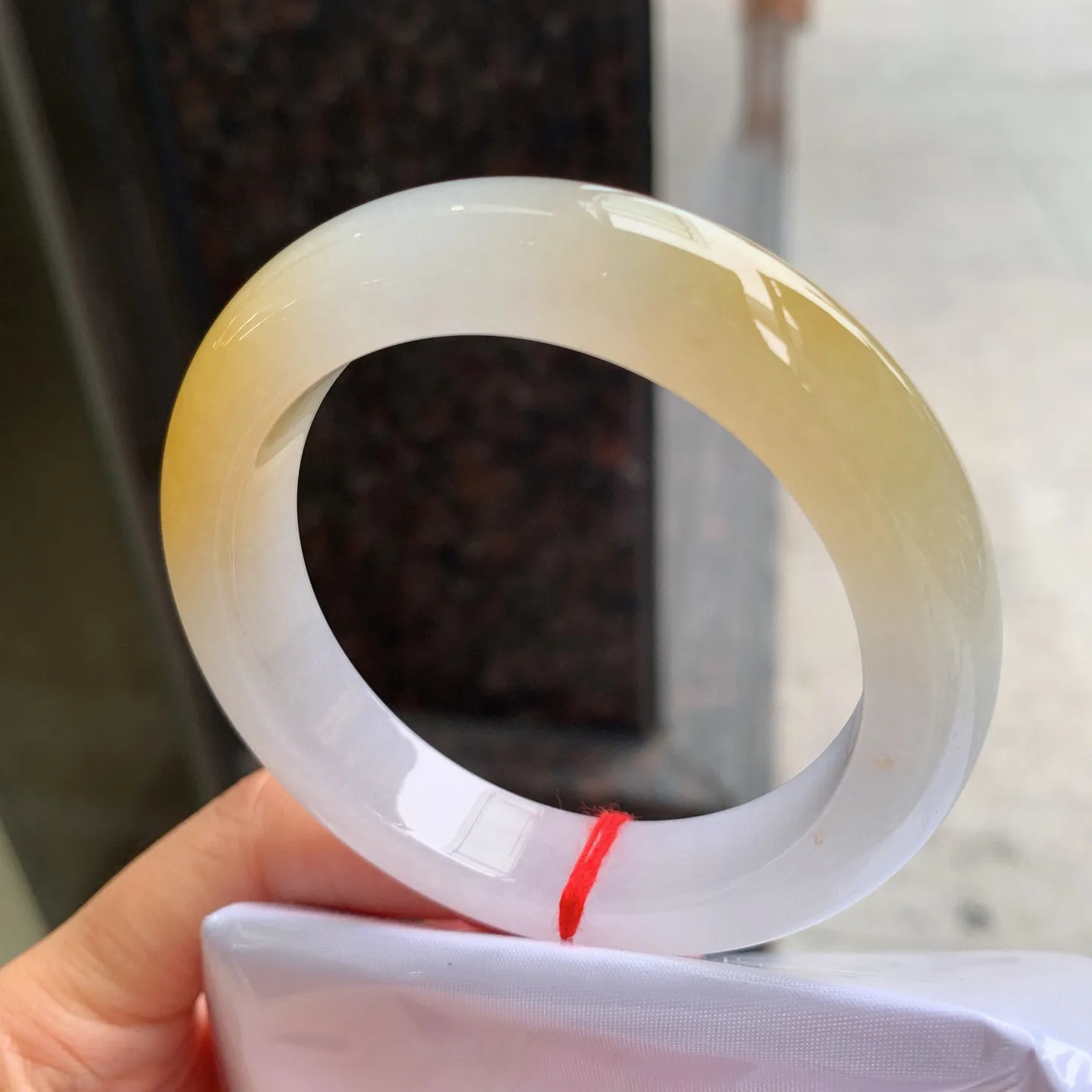 正圈冰黄翡 尺寸：54/12.2/9.5mm