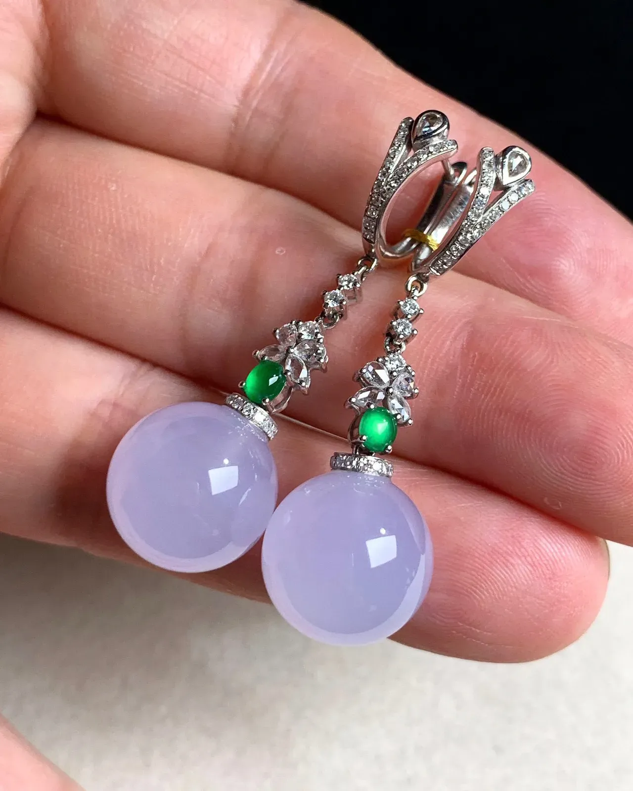 冰粉紫圆珠耳坠，直径:13.8mm