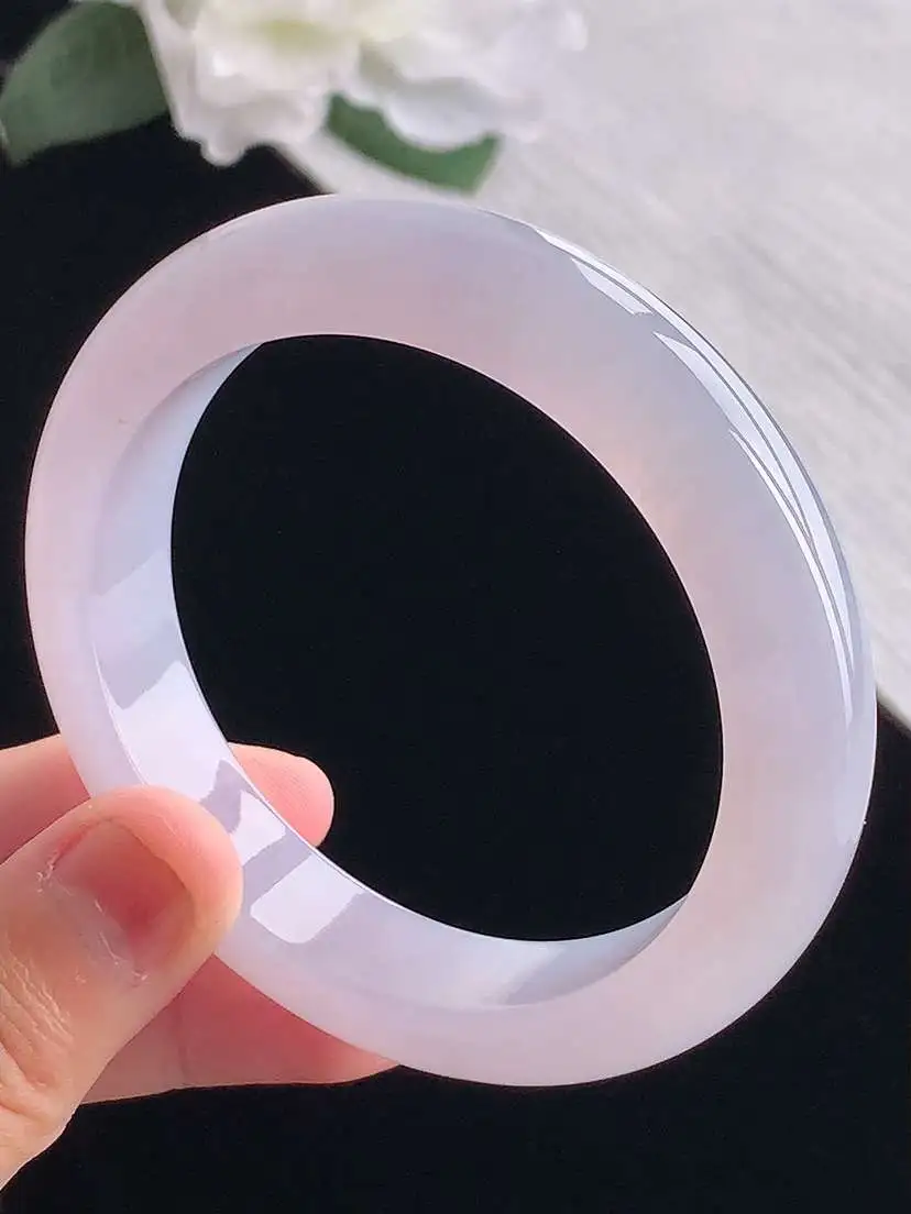 a货翡翠老坑冰种紫罗兰正装正圈手镯55-56圈口 尺寸55.5×12×8.8mm 重量63.42g 1012