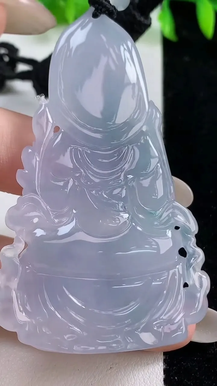 天然A货翡翠种紫罗兰观音菩萨吊坠，尺寸68.6-41-8，重量:38.45g
10月14日