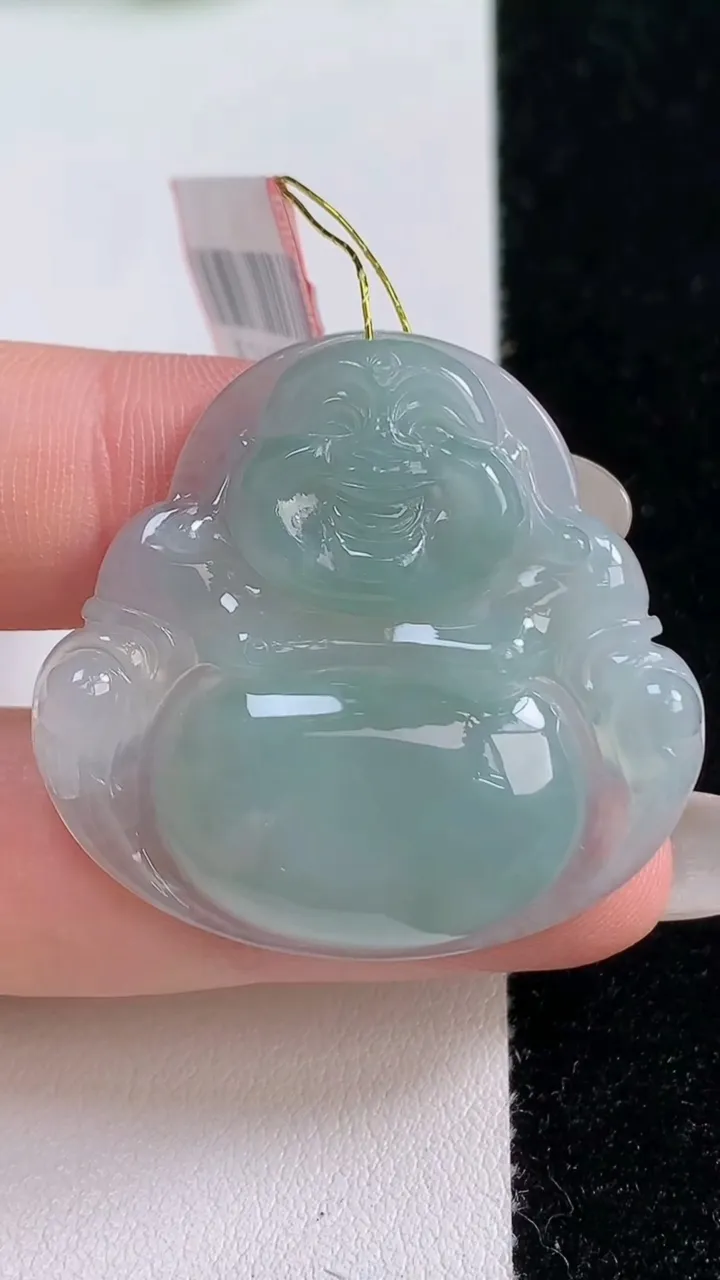 天然A货翡翠佛公吊坠，尺寸33.7-36-5.6，重量:10.06g
10月14日
