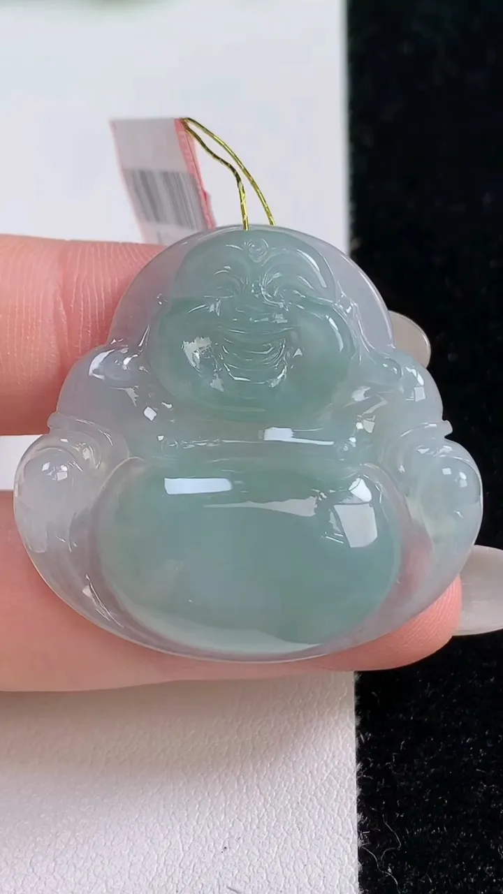 天然A货翡翠佛公吊坠，尺寸33.7-36-5.6，重量:10.06g
10月14日