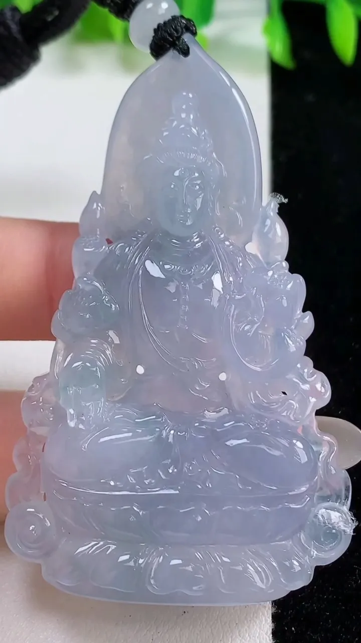 天然A货翡翠种紫罗兰观音菩萨吊坠，尺寸68.6-41-8，重量:38.45g
10月14日
