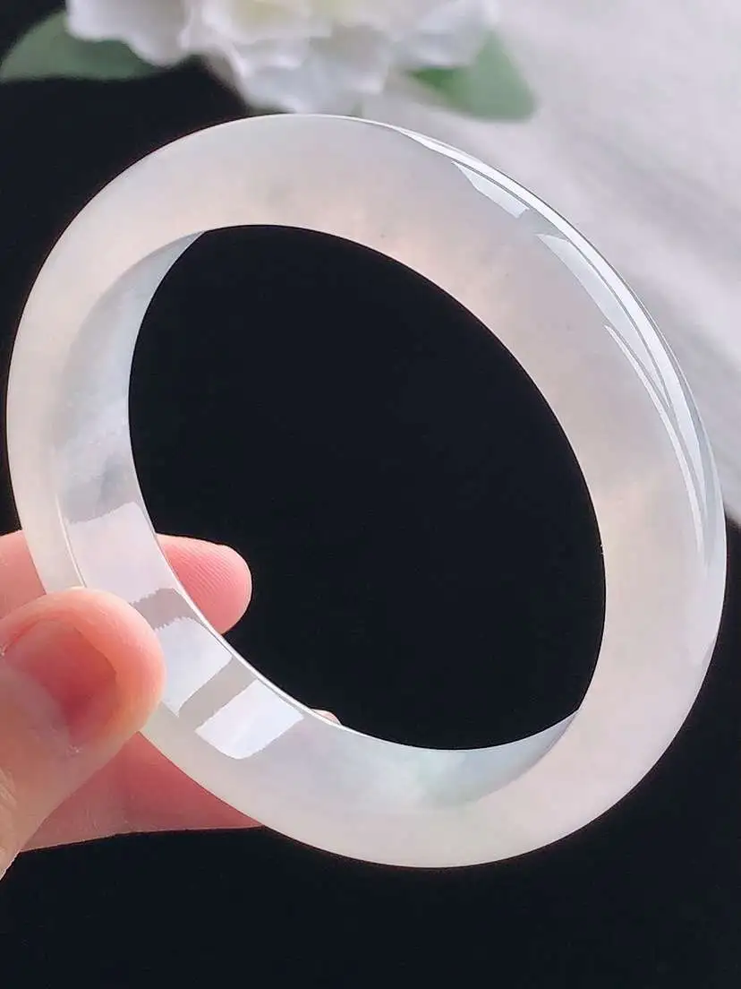 a货翡翠老坑冰种飘花正装正圈手镯56-57圈口  尺寸56.8×13.6×7.6mm 重量60.32g 1013 A79