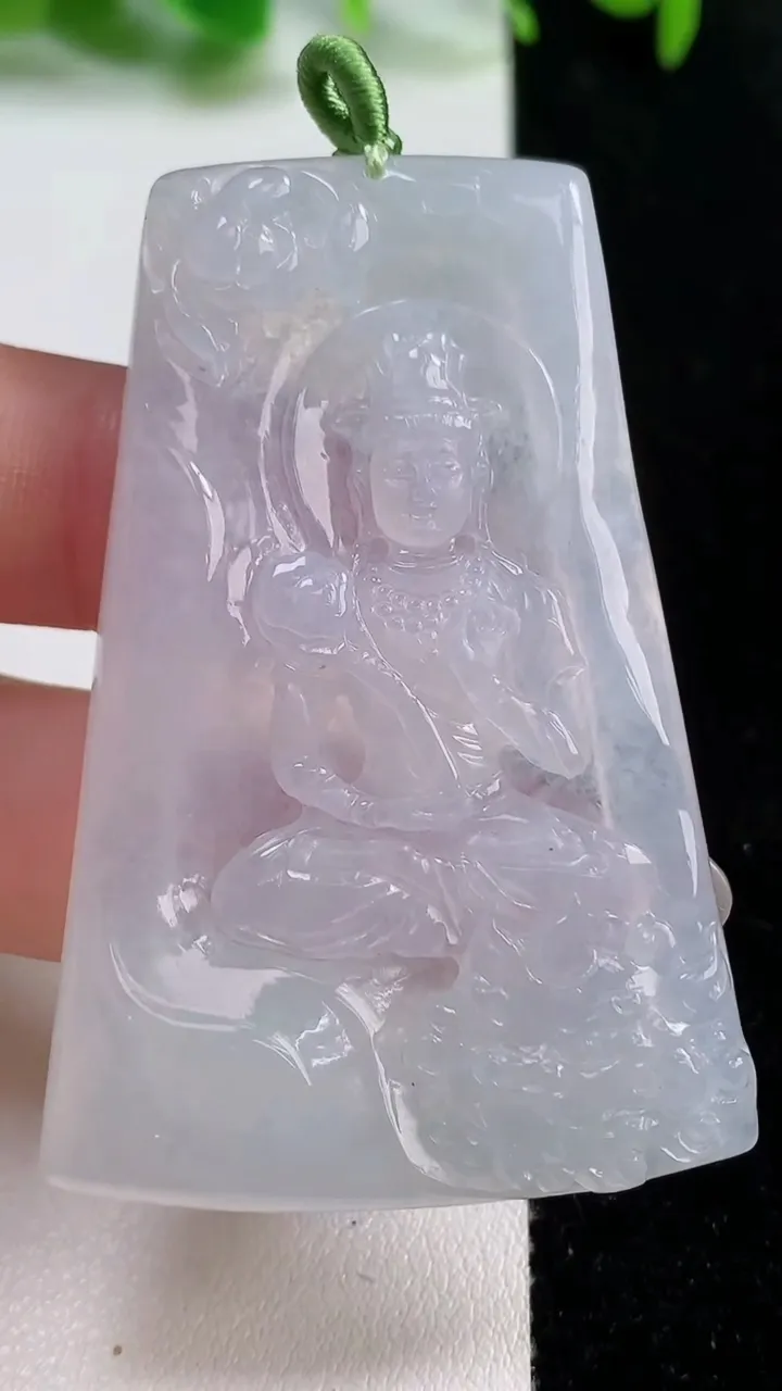 天然A货翡翠文殊菩萨吊坠，尺寸57.4-37.2-4.4，重量:21.29g
10月14日
