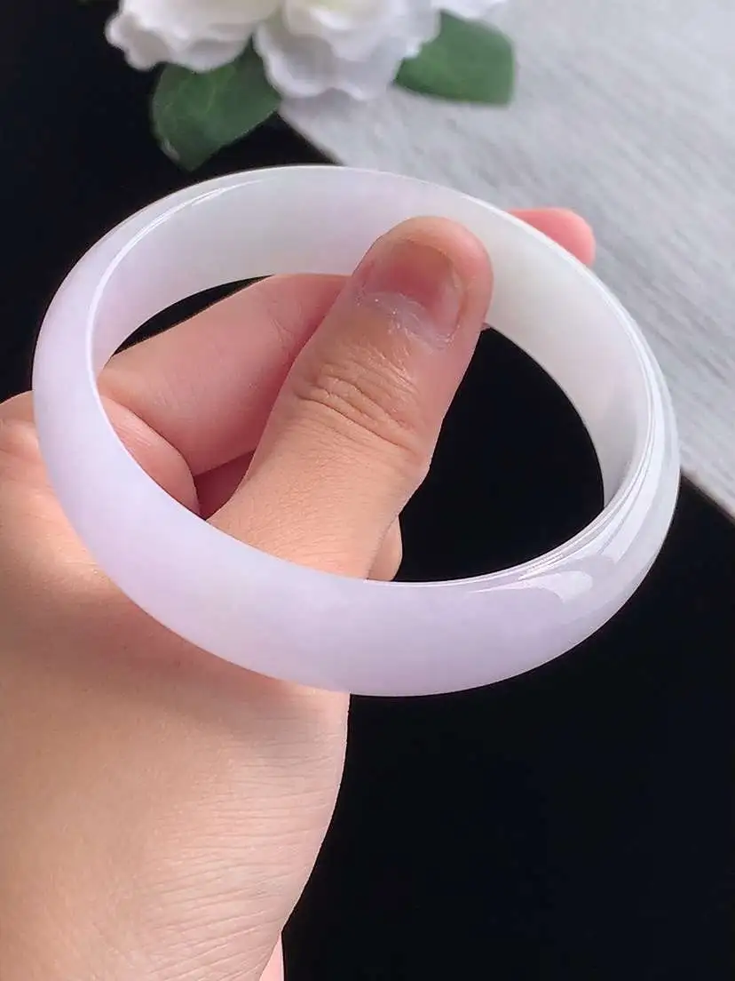 a货翡翠老坑冰种紫罗兰正装正圈手镯57-58圈口  尺寸57.8×15×6.3mm 重量51.38g 1014