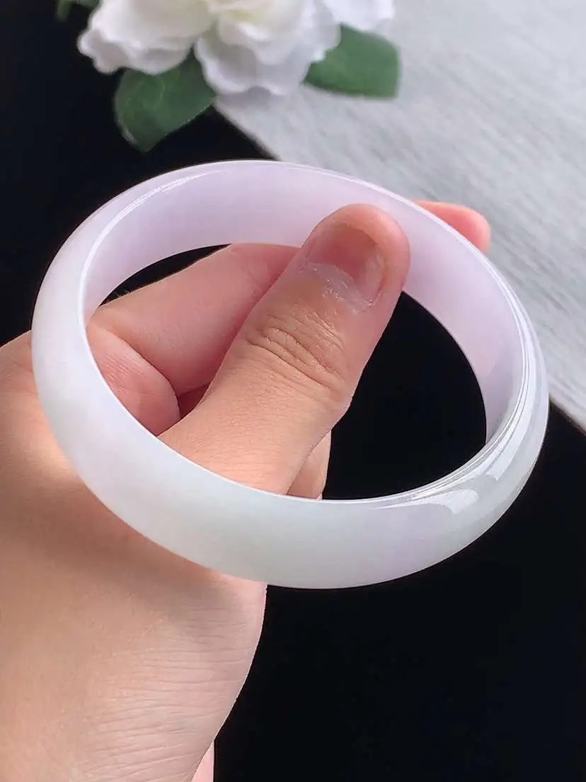 a货翡翠老坑冰种紫罗兰正装正圈手镯57-58圈口  尺寸57.8×15×6.3mm 重量51.38g 1014