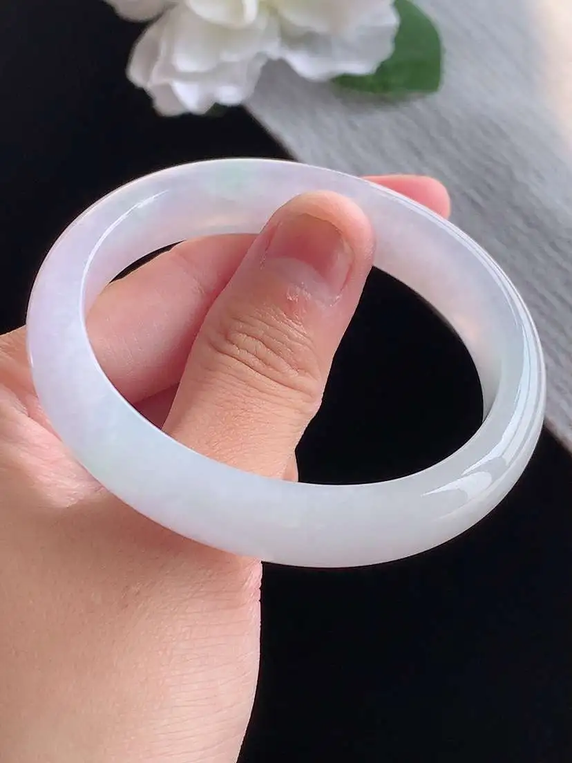 a货翡翠老坑冰种紫罗兰贵妃手镯53-54圈口  尺寸53.5×47×11.4×7mm 重量42.56g 1015