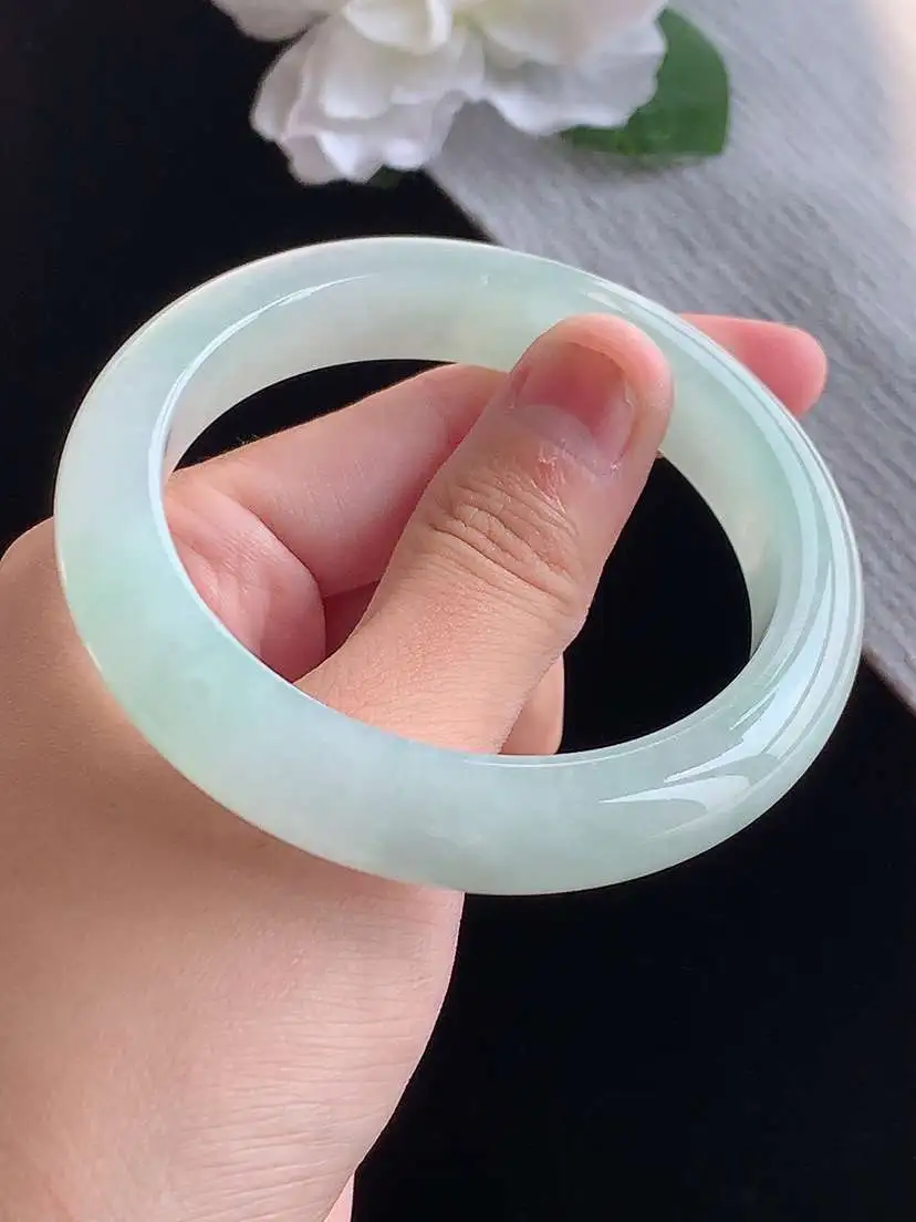 a货翡翠老坑冰种晴水正装正圈手镯55-56圈口 尺寸55.8×11.8×9mm 重量60.03g 1015
