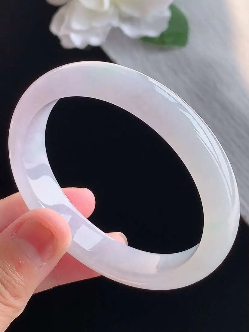 a货翡翠老坑冰种紫罗兰贵妃手镯53-54圈口  尺寸53.5×47×11.4×7mm 重量42.56g 1015
