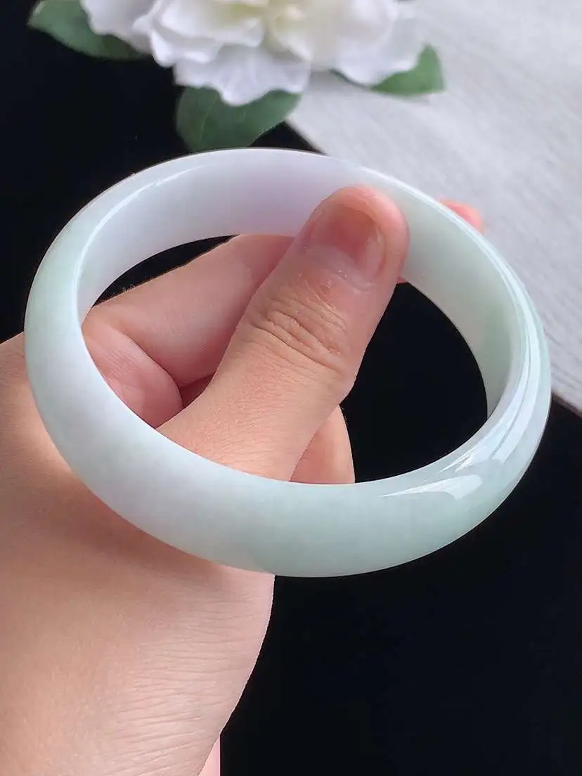 a货翡翠老坑冰种紫底正装正圈手镯58-59圈口  尺寸58.8×15×6.7mm 重量58.88g 1016