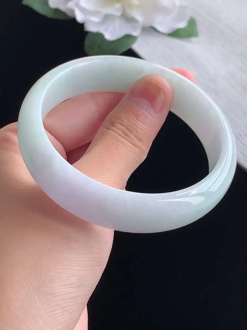 a货翡翠老坑冰种紫底正装正圈手镯58-59圈口  尺寸58.8×15×6.7mm 重量58.88g 1016