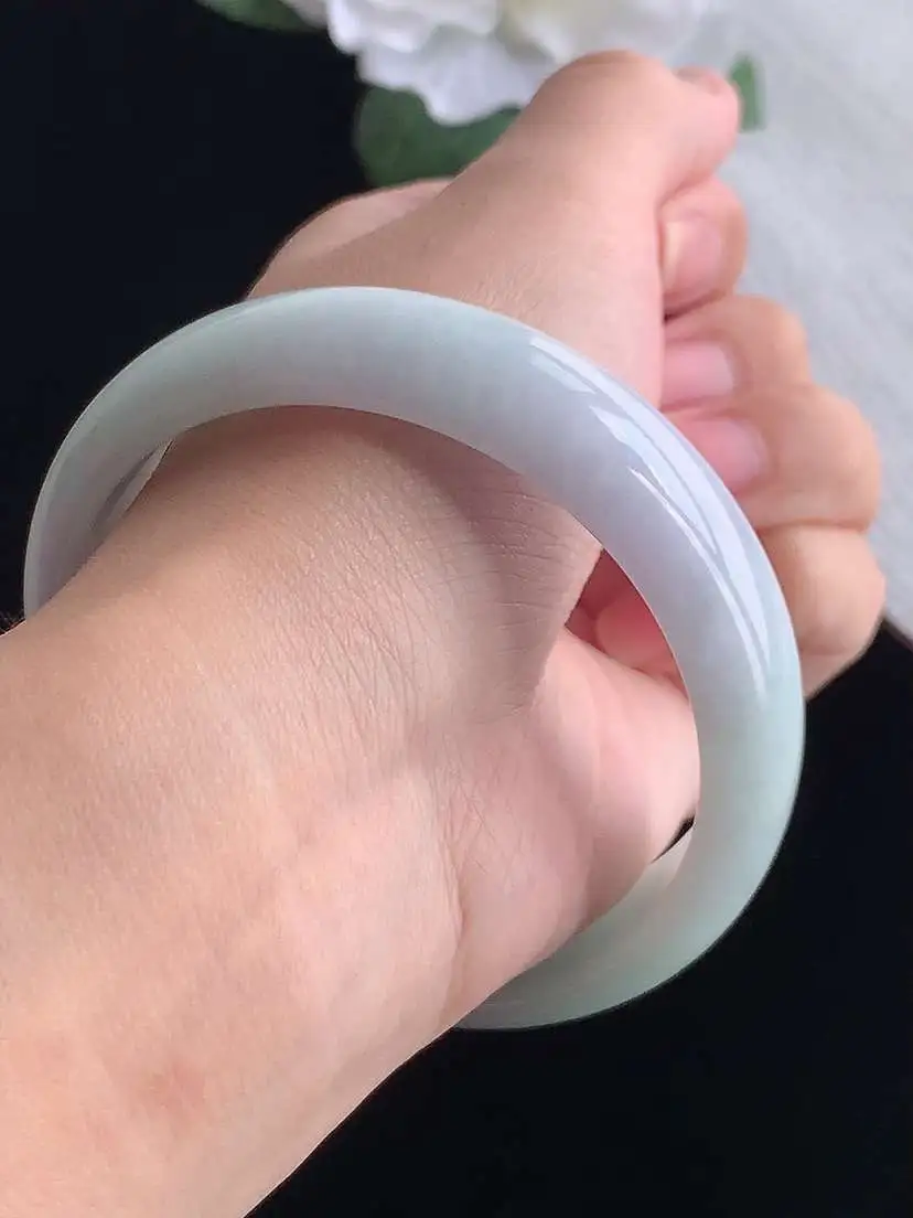 a货翡翠老坑冰种紫底正装正圈手镯58-59圈口  尺寸58.8×15×6.7mm 重量58.88g 1016