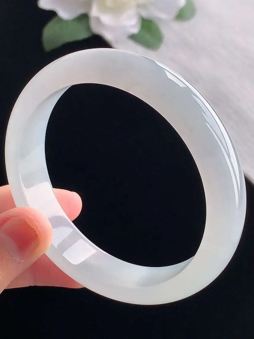 a货翡翠老坑冰种紫底正装正圈手镯58-59圈口 尺寸58×14×7.6mm 重量59.76g 1017