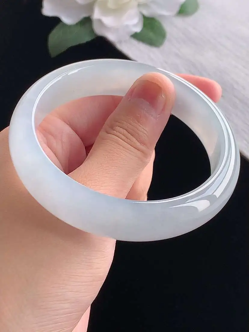 a货翡翠老坑冰种紫底正装正圈手镯58-59圈口 尺寸58×14×7.6mm 重量59.76g 1017