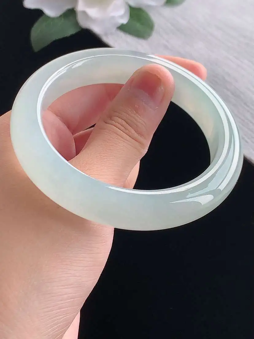 a货翡翠老坑冰种晴水正装正圈手镯56-57圈口 尺寸56.5×12.2×9mm 重量65.30g 1017
