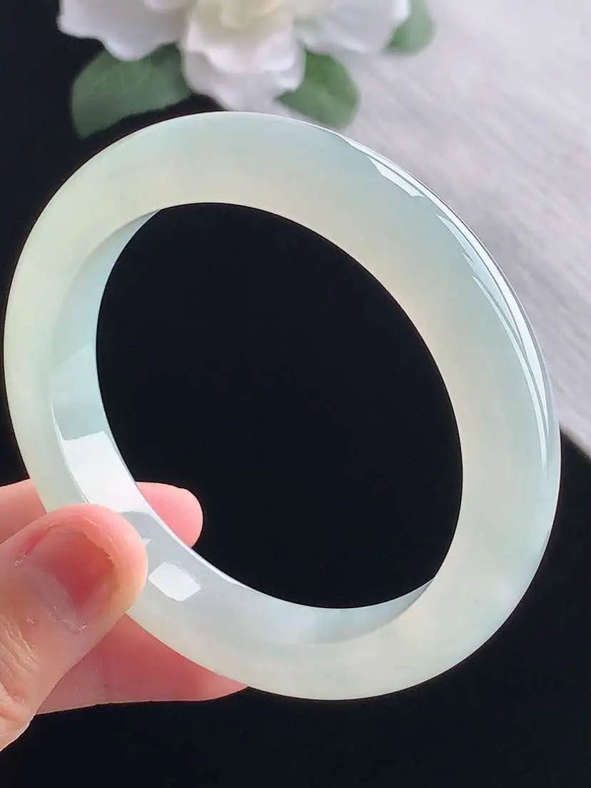 a货翡翠老坑冰种晴水正装正圈手镯56-57圈口 尺寸56.5×12.2×9mm 重量65.30g 1