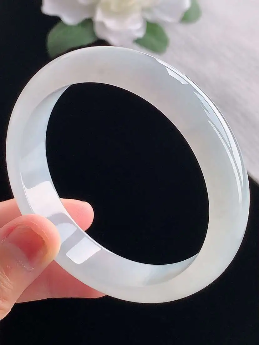 a货翡翠老坑冰种紫底正装正圈手镯58-59圈口 尺寸58×14×7.6mm 重量59.76g 101