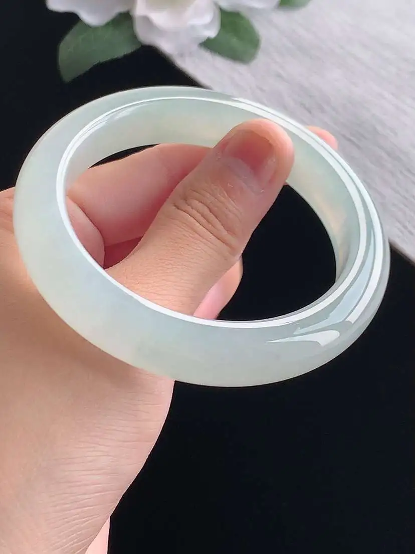a货翡翠老坑冰种晴水正装正圈手镯56-57圈口 尺寸56.5×12.2×9mm 重量65.30g 1017