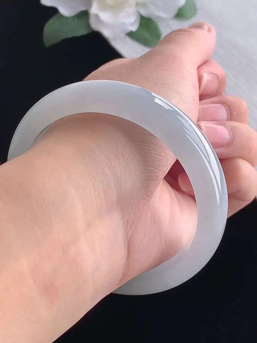 a货翡翠老坑冰种紫底正装正圈手镯58-59圈口 尺寸58×14×7.6mm 重量59.76g 1017