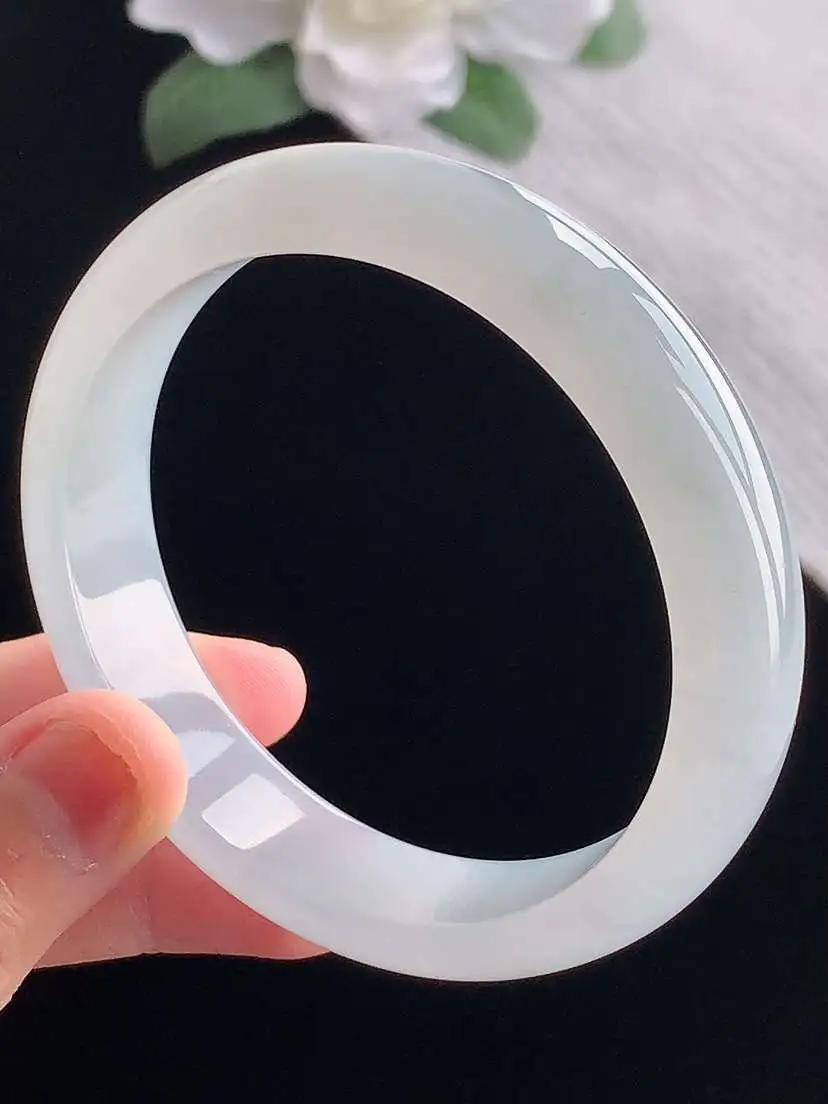 a货翡翠老坑冰种紫底正装正圈手镯58-59圈口 尺寸58×14×7.6mm 重量59.76g 1017