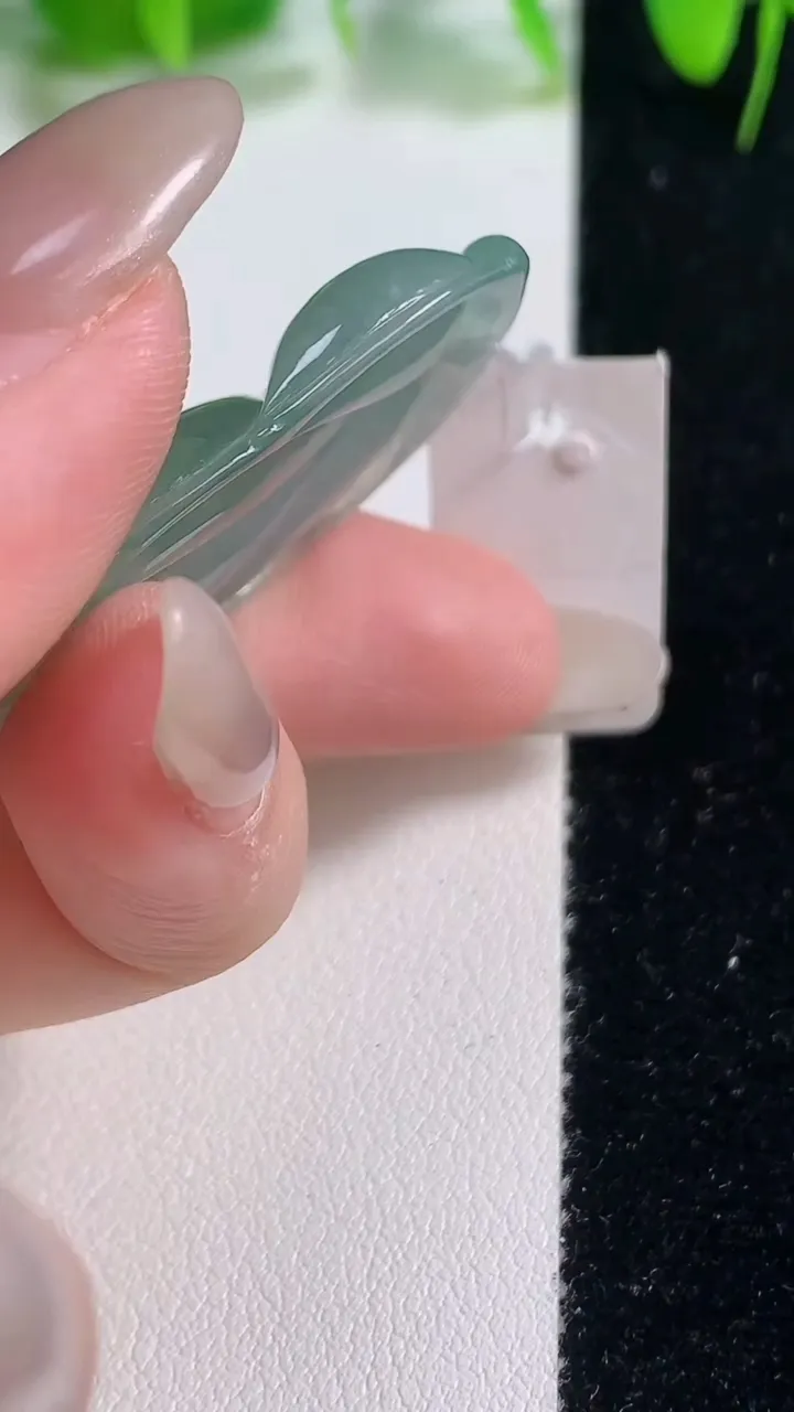 天然A货翡翠金枝玉叶 叶子吊坠，尺寸45.7-23-5.8，重量:10.86g
10月19日