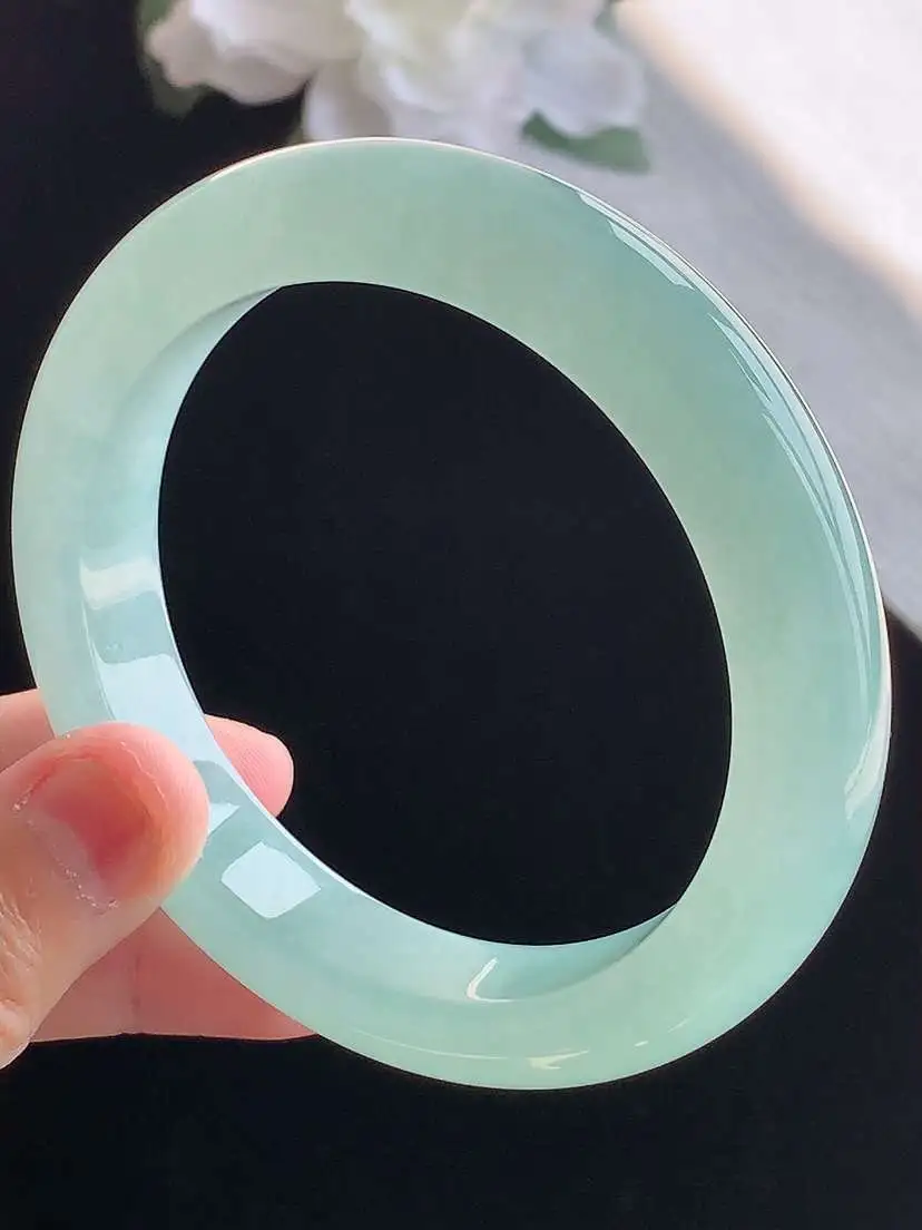 a货翡翠老坑冰种晴水厚装正装正圈手镯60-61大圈口  尺寸60.8×12.5×9.5mm 重量79.28g 1018 A78
