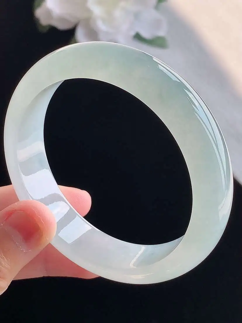 a货翡翠老坑冰种晴水正装正圈手镯57-58圈口 尺寸57×14.3×8mm 重量64.16g 101
