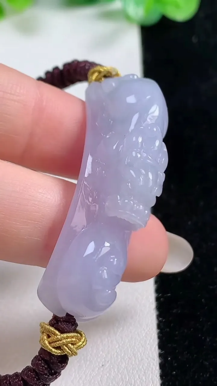 天然A货翡翠紫罗兰貔貅手绳，尺寸45-12.4-12.7，重量:16.95g
10月21日