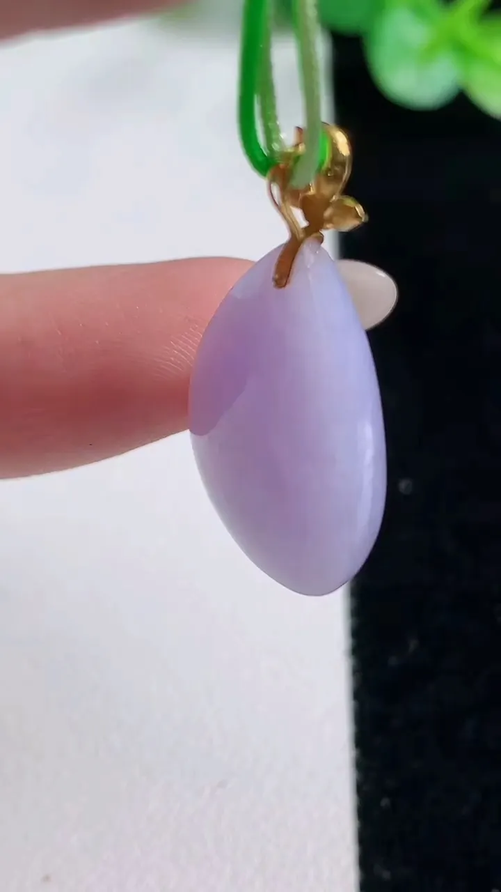 天然A货翡翠18K金紫罗兰水滴吊坠，尺寸21.7-14.9-8，重量:4.42g
10月23日