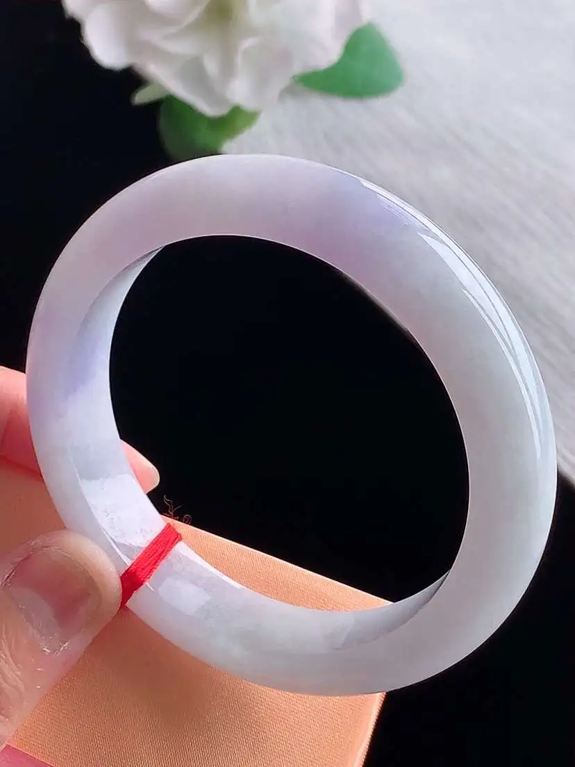 a货翡翠老坑冰种紫罗兰正装正圈手镯55-56圈口  尺寸55.2×12.3×8.6mm  1025