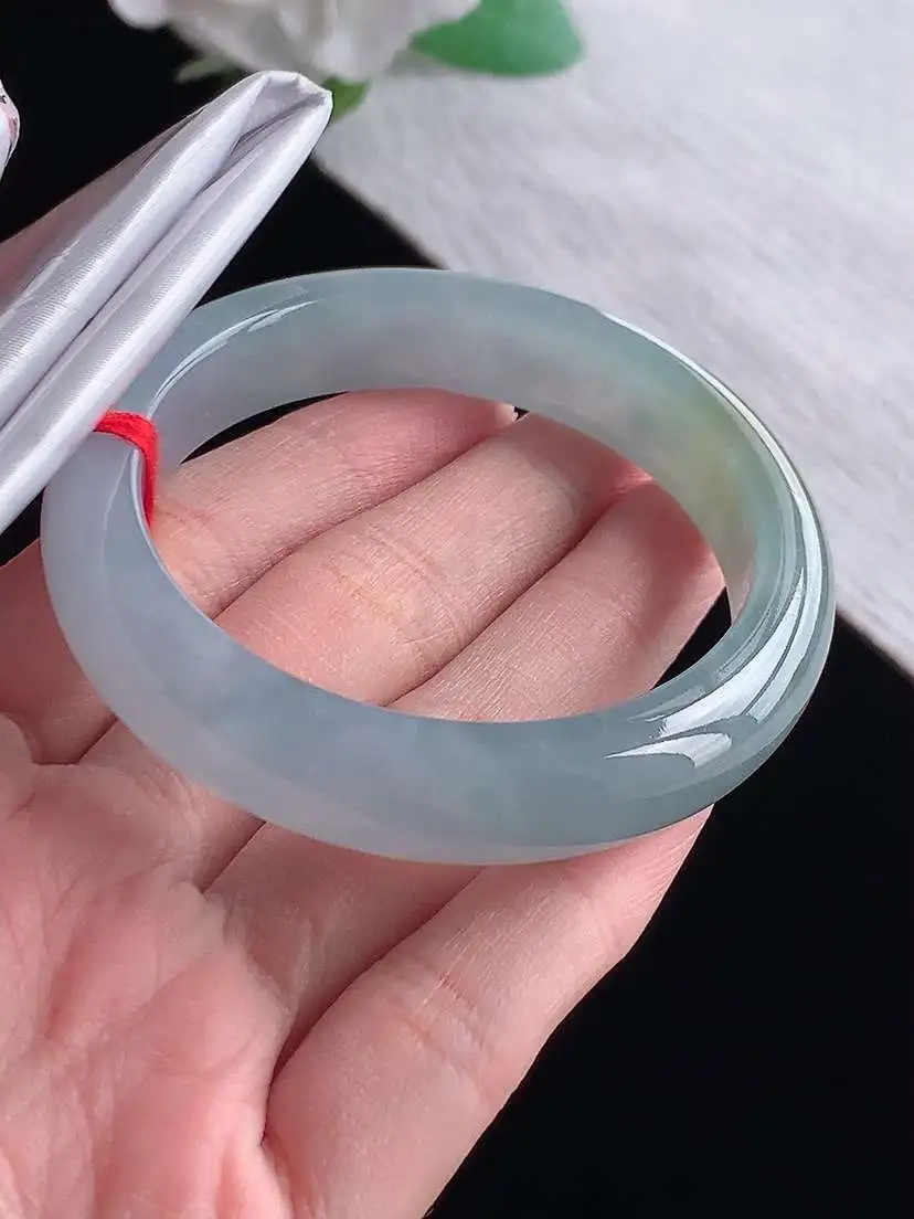 a货翡翠老坑冰种紫罗兰飘黄翡正装正圈手镯50-51小圈口 尺寸50.7×11.5×7.2mm  1025