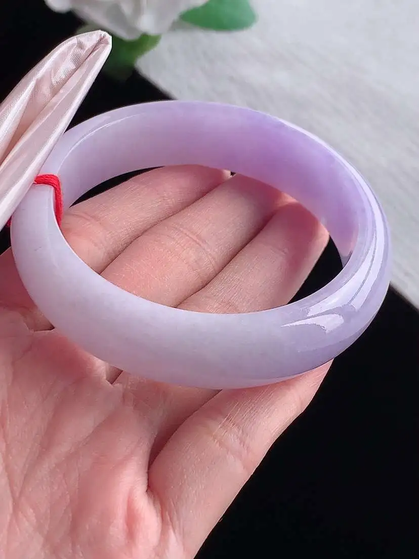 a货翡翠老坑冰种紫罗兰正装正圈手镯55-56圈口  尺寸55.8×15×8mm  1025
