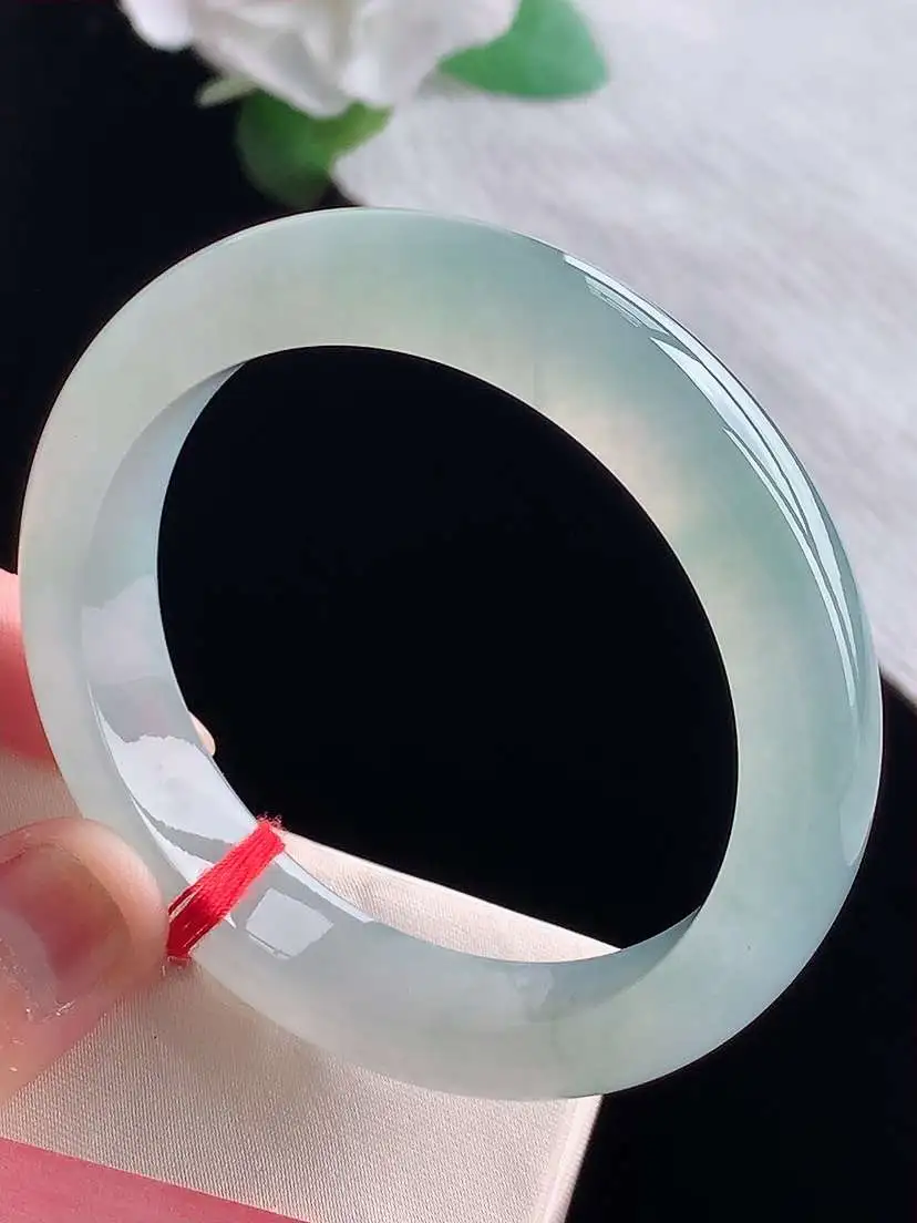 a货翡翠老坑冰种晴水正装正圈手镯54-55圈口  尺寸54.5×11.8×8.8mm  1025