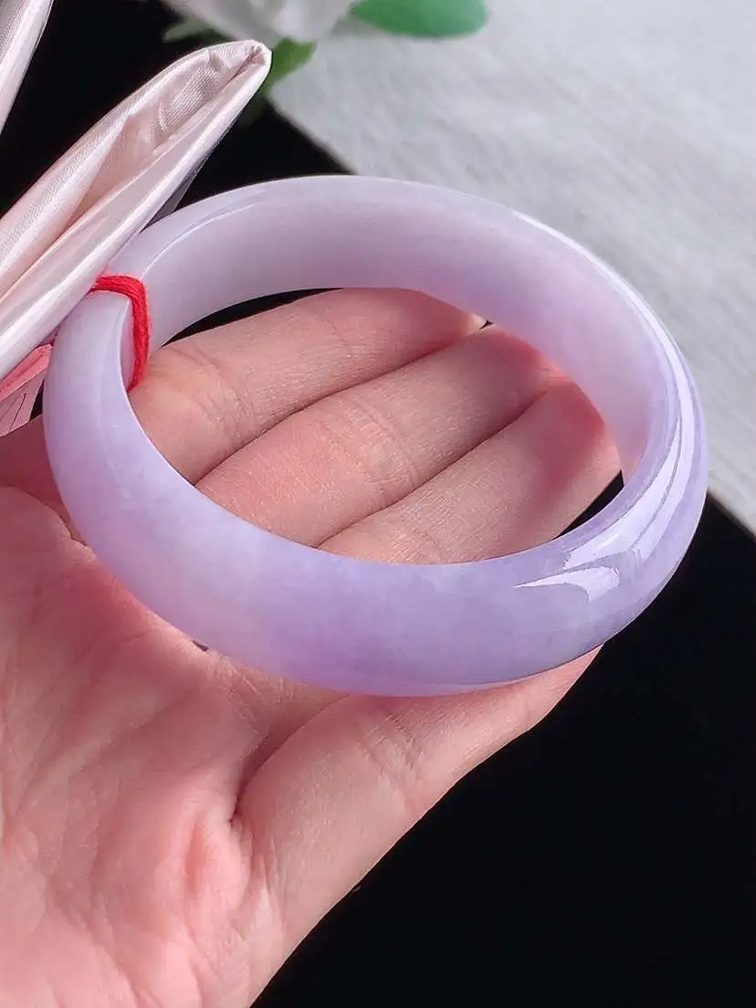 a货翡翠老坑冰种紫罗兰正装正圈手镯55-56圈口  尺寸55.8×15×8mm  1025