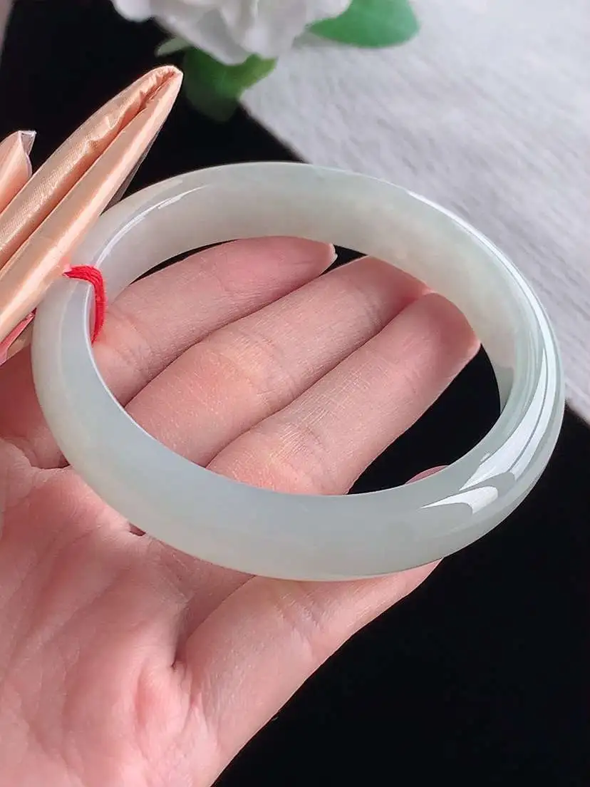 a货翡翠老坑冰种晴水正装正圈手镯59-60大圈口  尺寸59×12.5×8mm  1025