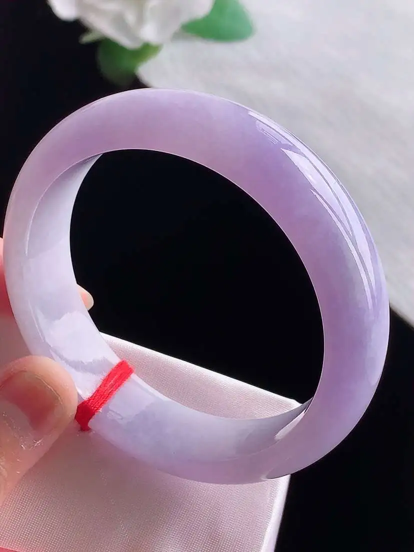 a货翡翠老坑冰种紫罗兰正装正圈手镯55-56圈口  尺寸55.8×15×8mm  1025