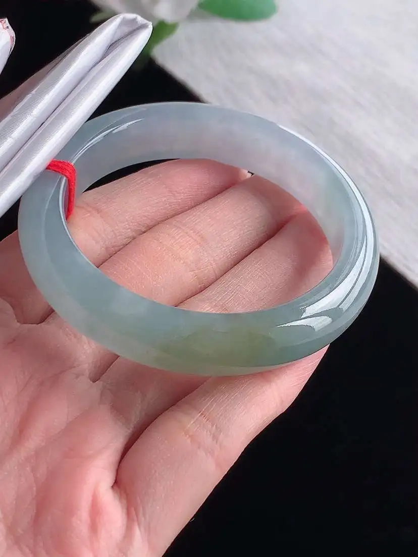a货翡翠老坑冰种紫罗兰飘黄翡正装正圈手镯50-51小圈口 尺寸50.7×11.5×7.2mm  1025