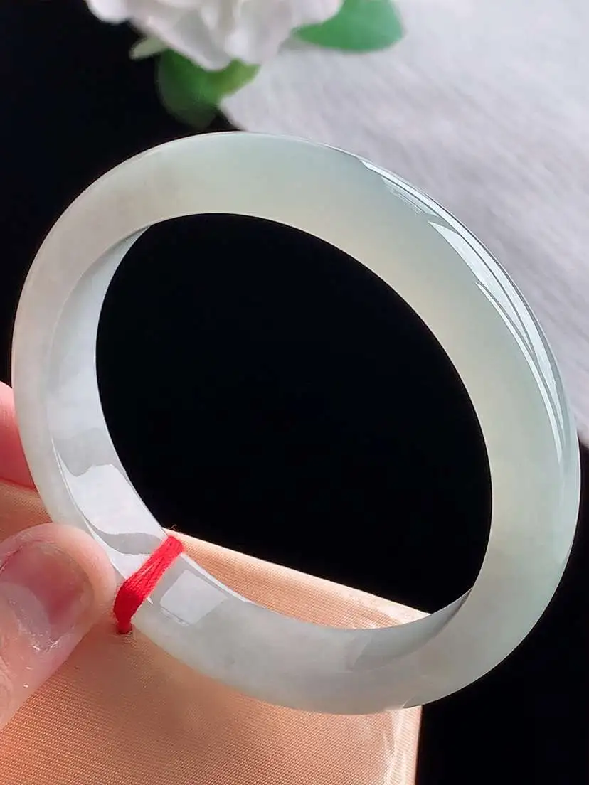 a货翡翠老坑冰种晴水正装正圈手镯59-60大圈口  尺寸59×12.5×8mm  1025
