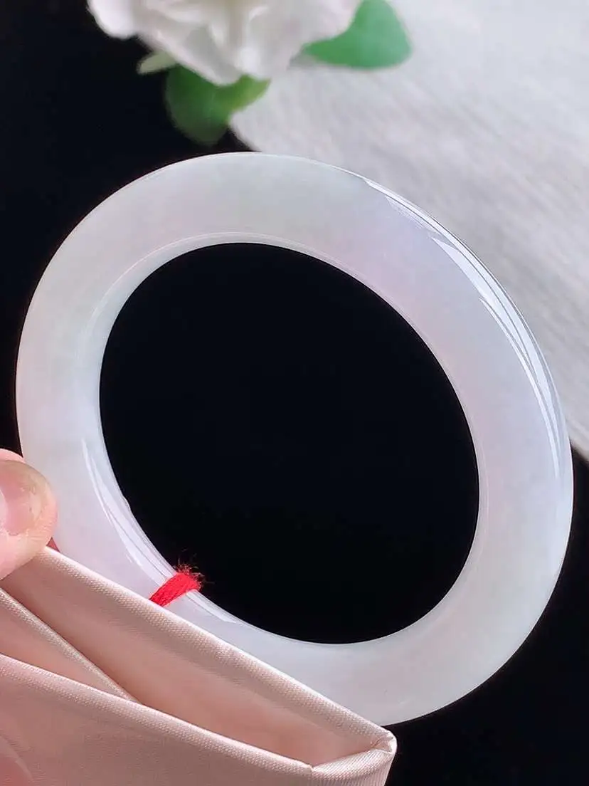 a货翡翠老坑冰种白月光圆条手镯54-55圈口  尺寸54×10.5mm  1025