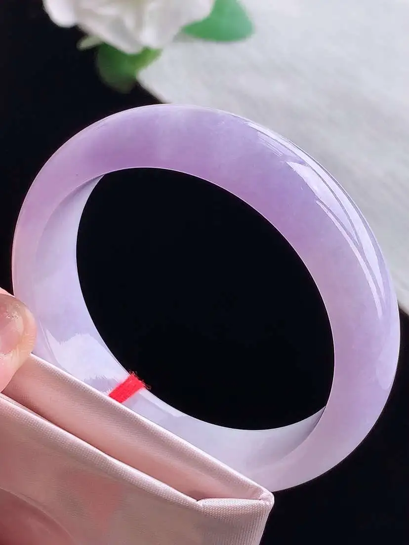 a货翡翠老坑冰种紫罗兰正装正圈手镯55-56圈口  尺寸55.8×15×8mm  1025