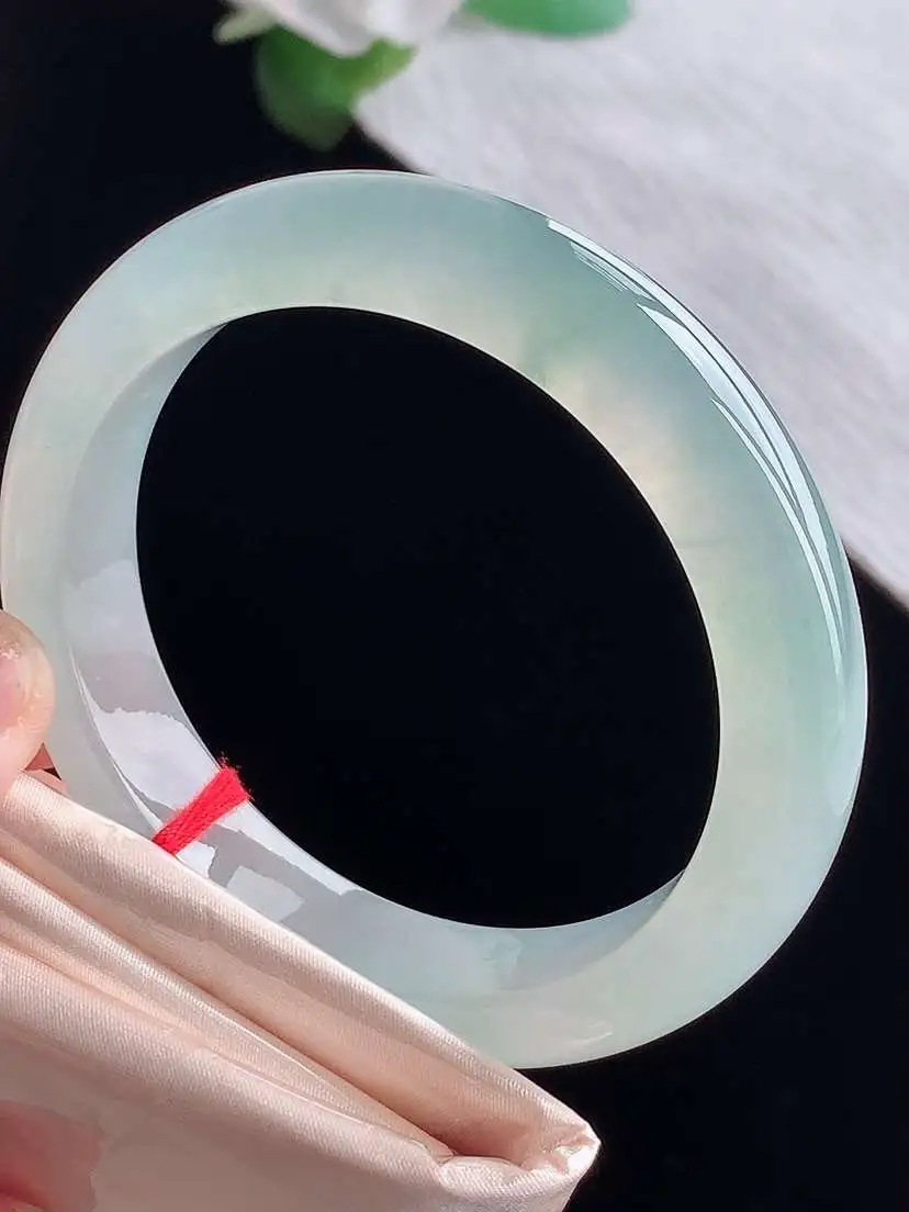 a货翡翠老坑冰种晴水正装正圈手镯54-55圈口  尺寸54.5×11.8×8.8mm  1025