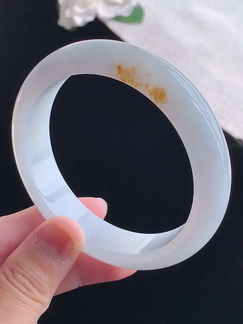 a货翡翠老坑冰种飘黄翡正装正圈手镯59-60大圈口 尺寸59×14×8mm 重量67.50g 102