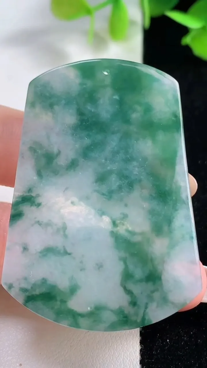 天然A货翡翠冰种飘花龙牌吊坠，尺寸56-37.4-5，重量:20.25g
10月29日