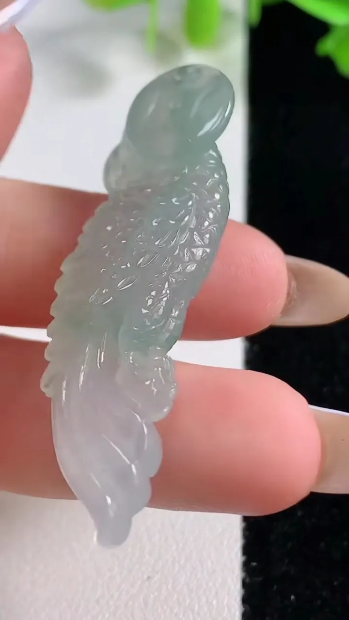 天然A货翡翠冰种飘花鸟语花香吊坠，尺寸50.5-13.2-9.3，重量:10.17g
10月29日