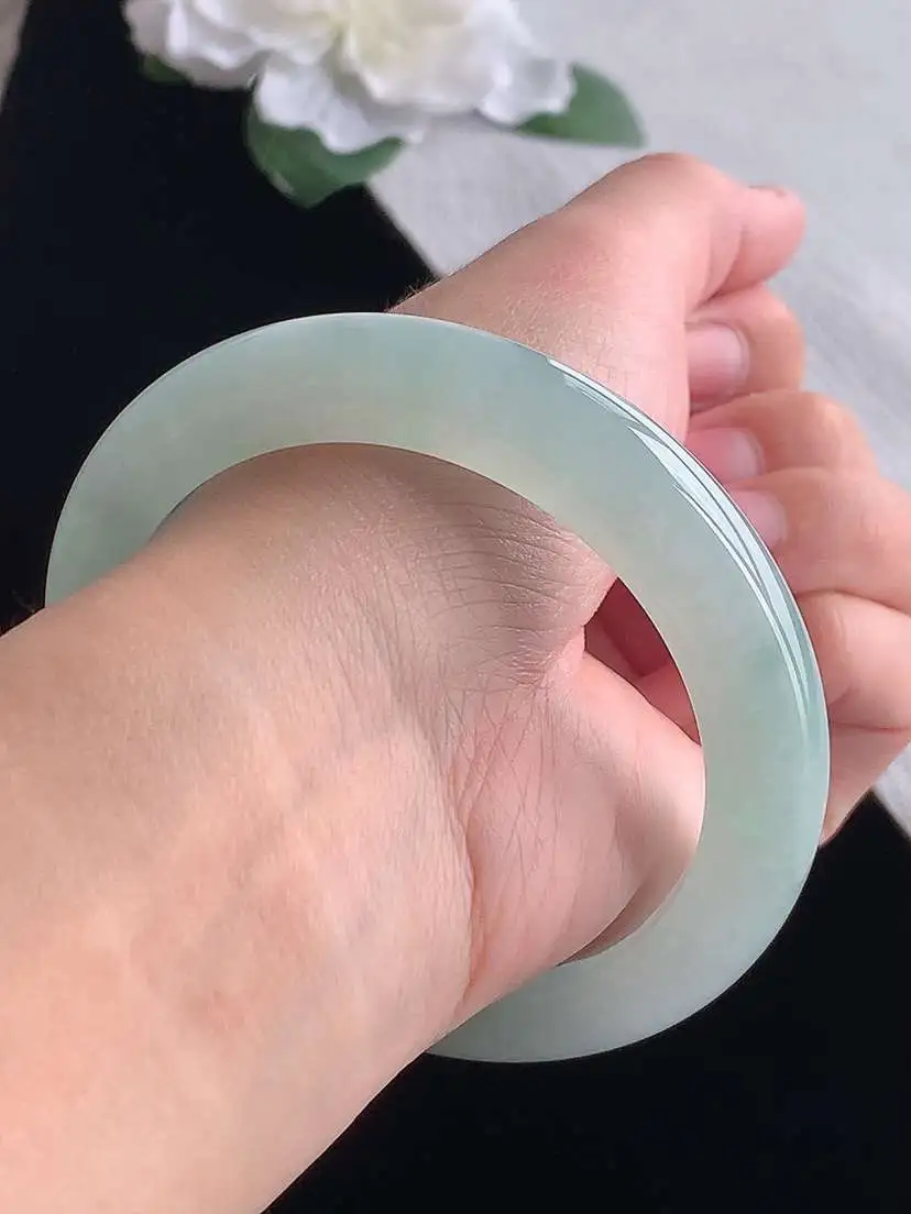 a货翡翠老坑冰种晴水厚装正装正圈手镯59-60大圈口  尺寸59.3×11.6×9.8mm 重量72.92g 1028